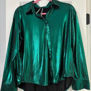 Anthropologie The Gillian Liquid Shine Button Down Shirt - Size Medium